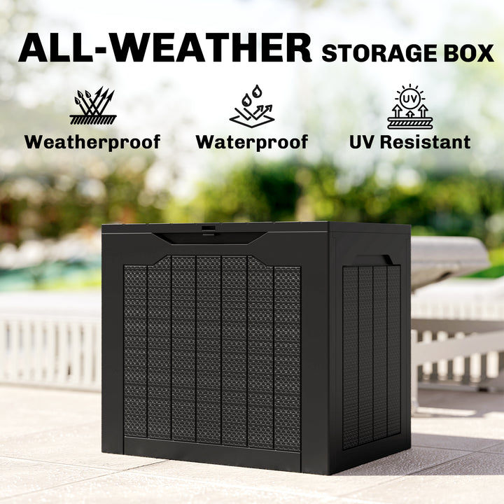 93L Plastic Garden Storage Box, Outdoor Storage Box with Handles, Waterproof Outdoor Storage Container