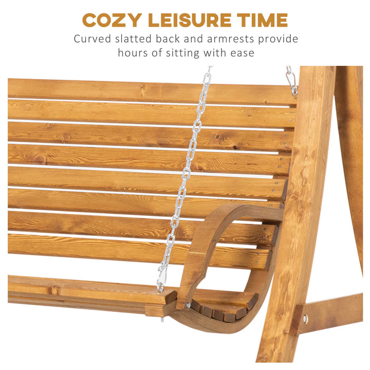 2 Seater Garden Swing Seat Swing Chair, Outdoor Wooden Swing Bench Seat