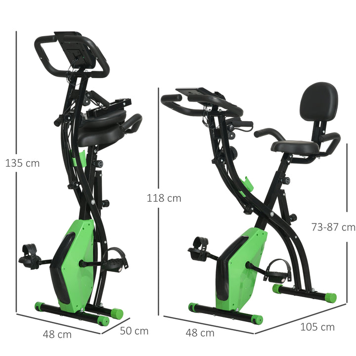 MCL 2-in-1 Folding Exercise Bike with 8-Level Magnetic Resistance, Arm Resistance Band, Pulse Sensor, Green