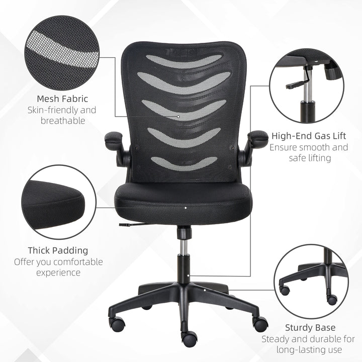 Vinsetto Mesh Swivel Chair for Home Task Desk Chair with Lumbar Back Support, Flip