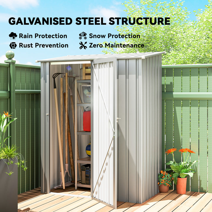 5ft x 3ft Garden Storage Shed, Outdoor Metal Shed with Sloped Roof, Al
