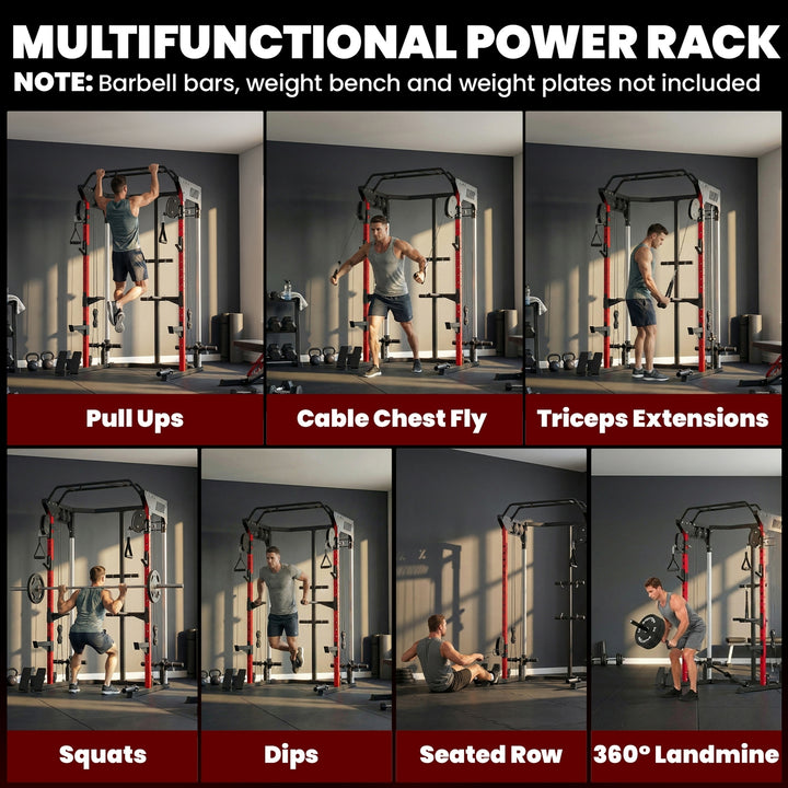 Power Cage, Power Rack with Adjustable Cable Pulley System, Pull-Up - view 4