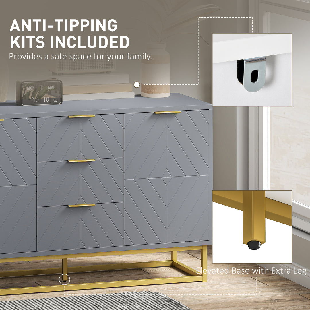 Sideboard with 3 Drawers and Adjustable Shelves for Living Room - Grey
