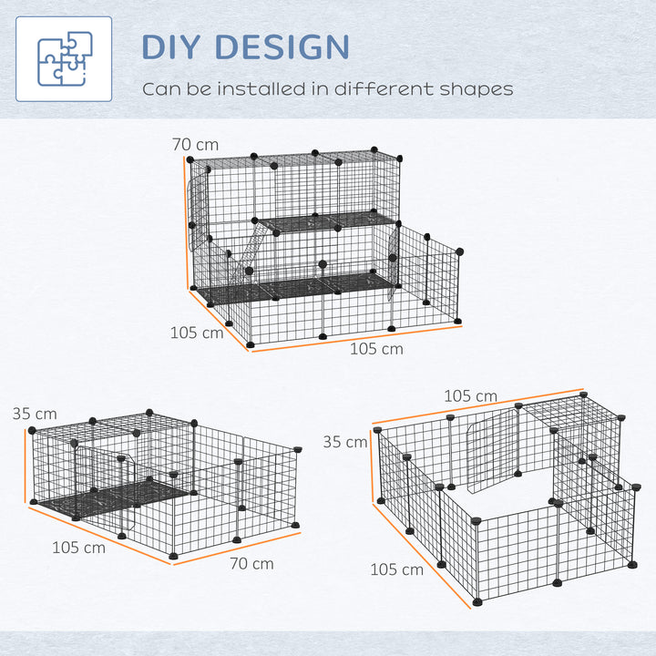 3 Level DIY Pet Playpen Metal Small Animal Cage Rabbit Ferret Chinchillas Cage 4 Doors Bottom Trays Black