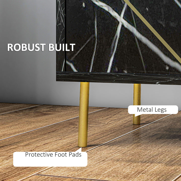 Elegant Bedside with Storage - Black/Gold Tone
