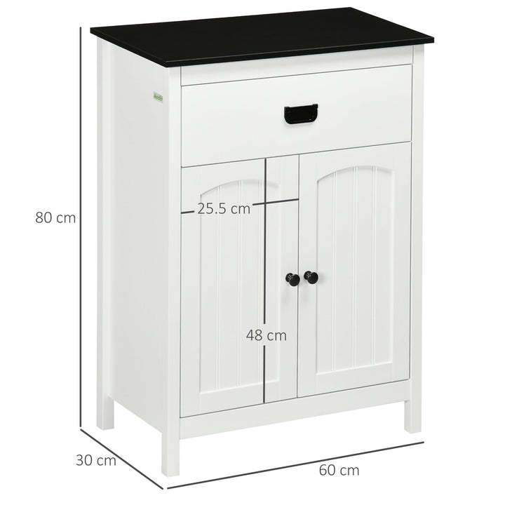 Bathroom Cabinet, Bathroom Storage Unit with Drawer, Double Door Cabinet, Adjustable Shelf for Living Room, White