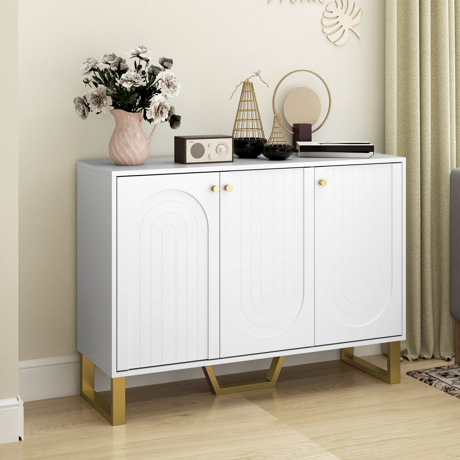 3-Door Sideboard Storage Cabinet - White