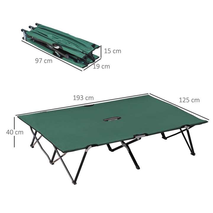 Double Camping Cot Bed, with Bag - Green