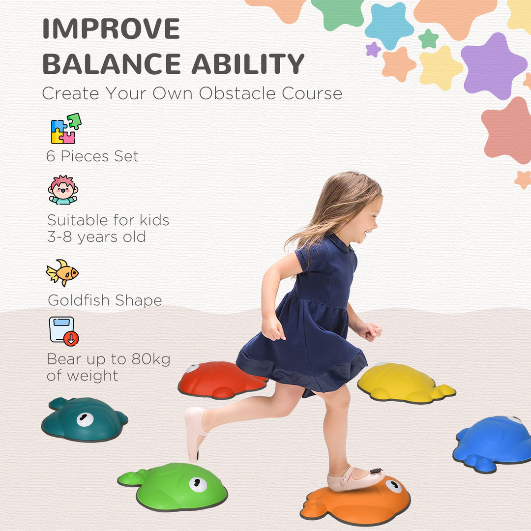 AIYAPLAY 6 Pcs Balance Stepping Stones Kids for Sensory with Non-slip Edge, Stackable Outdoor Indoor Obstacle Course | Aosom UK