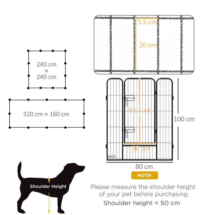 12 Panels Heavy Duty Puppy Playpen, for Small Dogs, Indoor and Outdoor Use - Silver