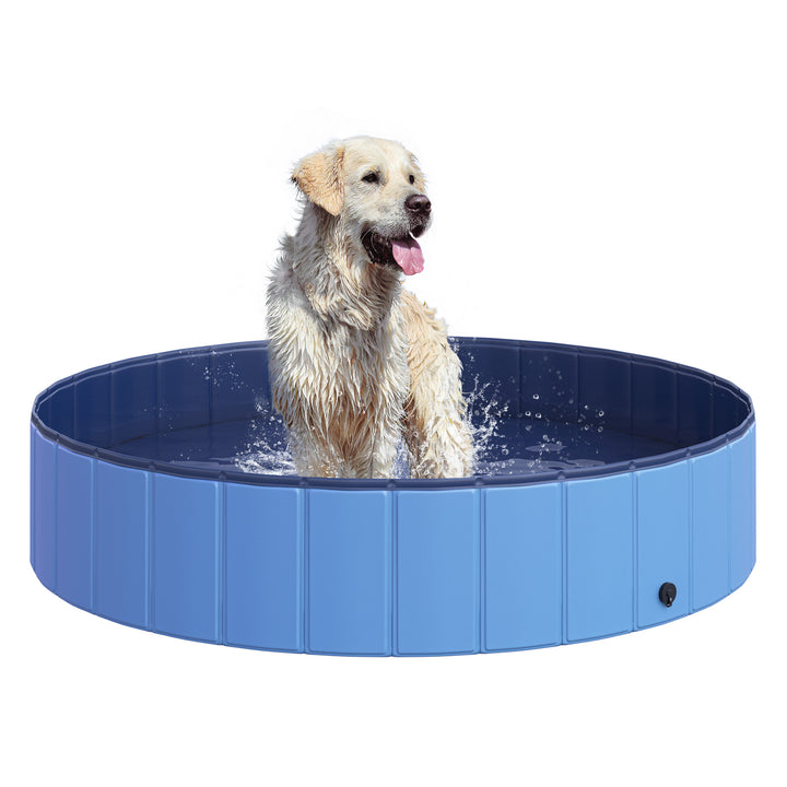 Pawhut Durable Pet Swimming Pool, Foldable Dog Paddling Pool, Easy Setup, Non-Slip, 140 x 30H cm, Blue | Aosom UK