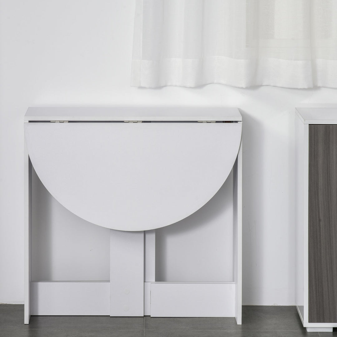 Space-saving Drop Leaf Table, Folding Dining Table for Small Space, Kitchen, Dining Room, White