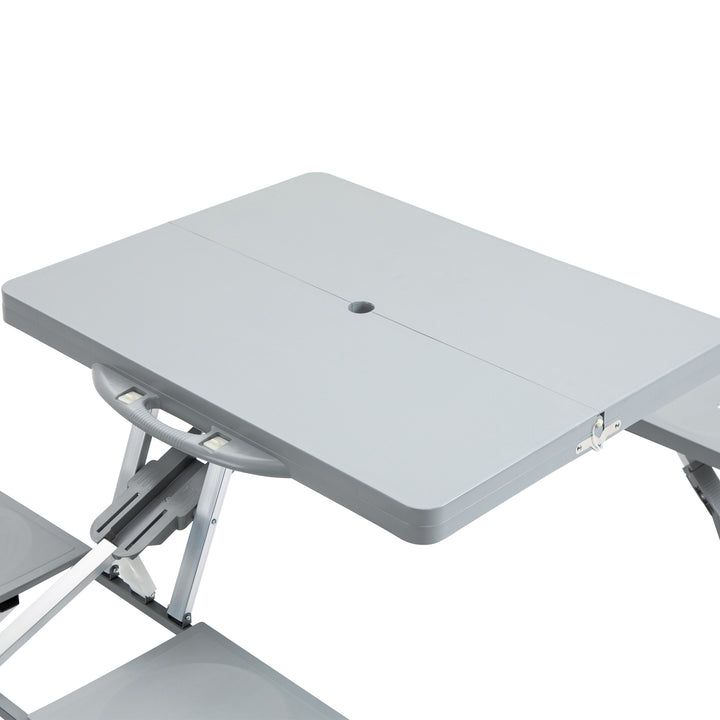 Aluminium PP 4-Seater Portable Picnic Table and Bench Set Silver