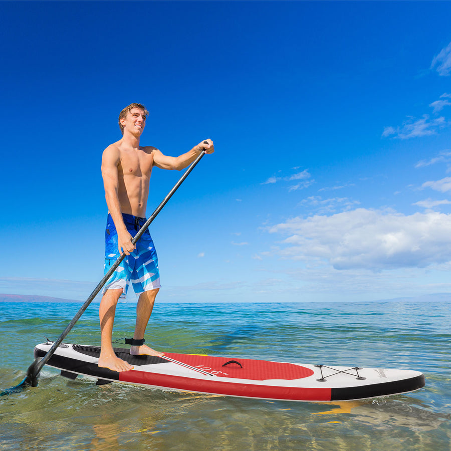 Inflatable Stand Up Paddle Board, 10' x 30" x 6", Non-Slip SUP, with ISUP Accessories, Hand Pump, 3 Fins, Adj Paddle for Youth Adult Beginners/Experts - White