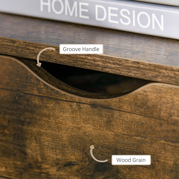 MCL Industrial Side Table with Drawer, Sofa Table, Bedside Cabinet with Storage Shelf, Slim Nightstand for Living Room, Bedroom, Rustic Brown