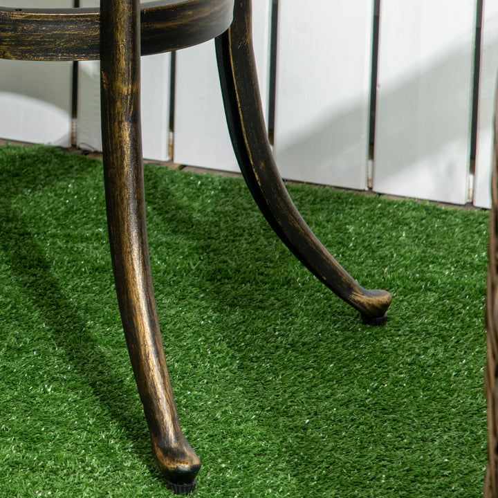 Outdoor Garden Table, Cast Aluminium Patio End Table with Anti-slip Foot Pads for Garden, Patio, Balcony, 60 x 52.5cm, Bronze