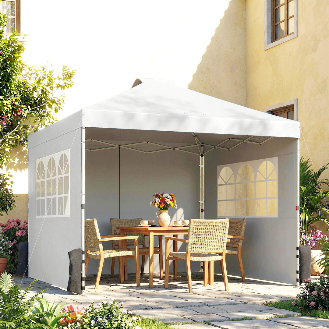 Pop Up Gazebo Waterproof Height Adjustable Canopy with 3 Sidewalls Whe