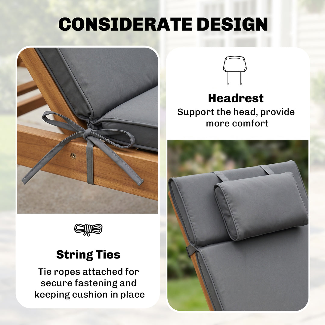Garden Sun Lounger Cushion Replacement Soft Sunbed Reclining Chair Rel