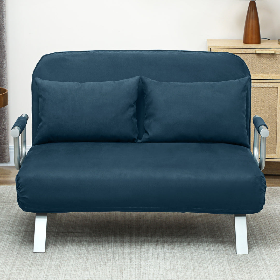 Two-Seater Click-Clack Sofa Bed - Navy Blue
