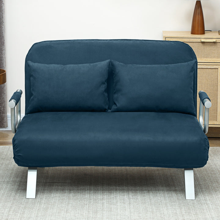 Two-Seater Click-Clack Sofa Bed - Navy Blue