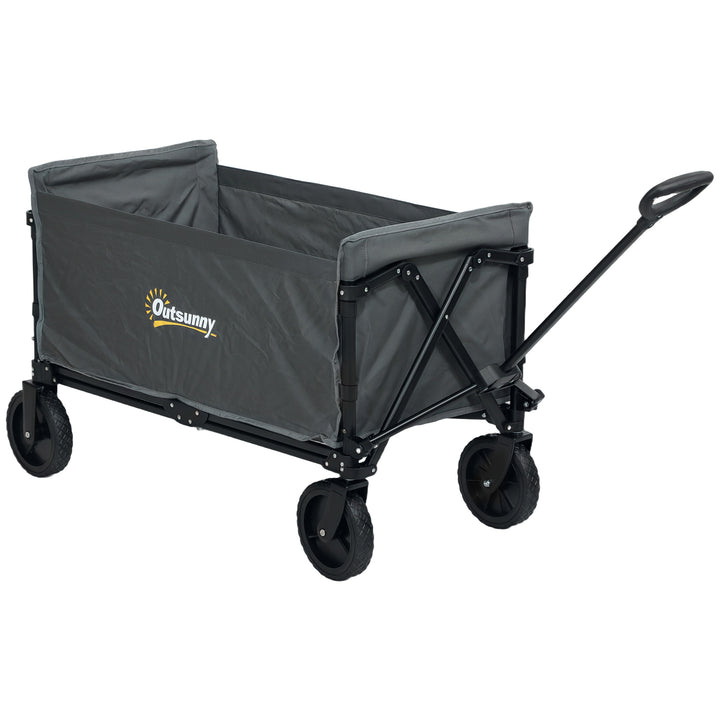 120L Festival Trolley on Wheels, Folding & Compact Camping Trolley Cart with Adjustable Handle for Garden, Beach, Fishing, Grey