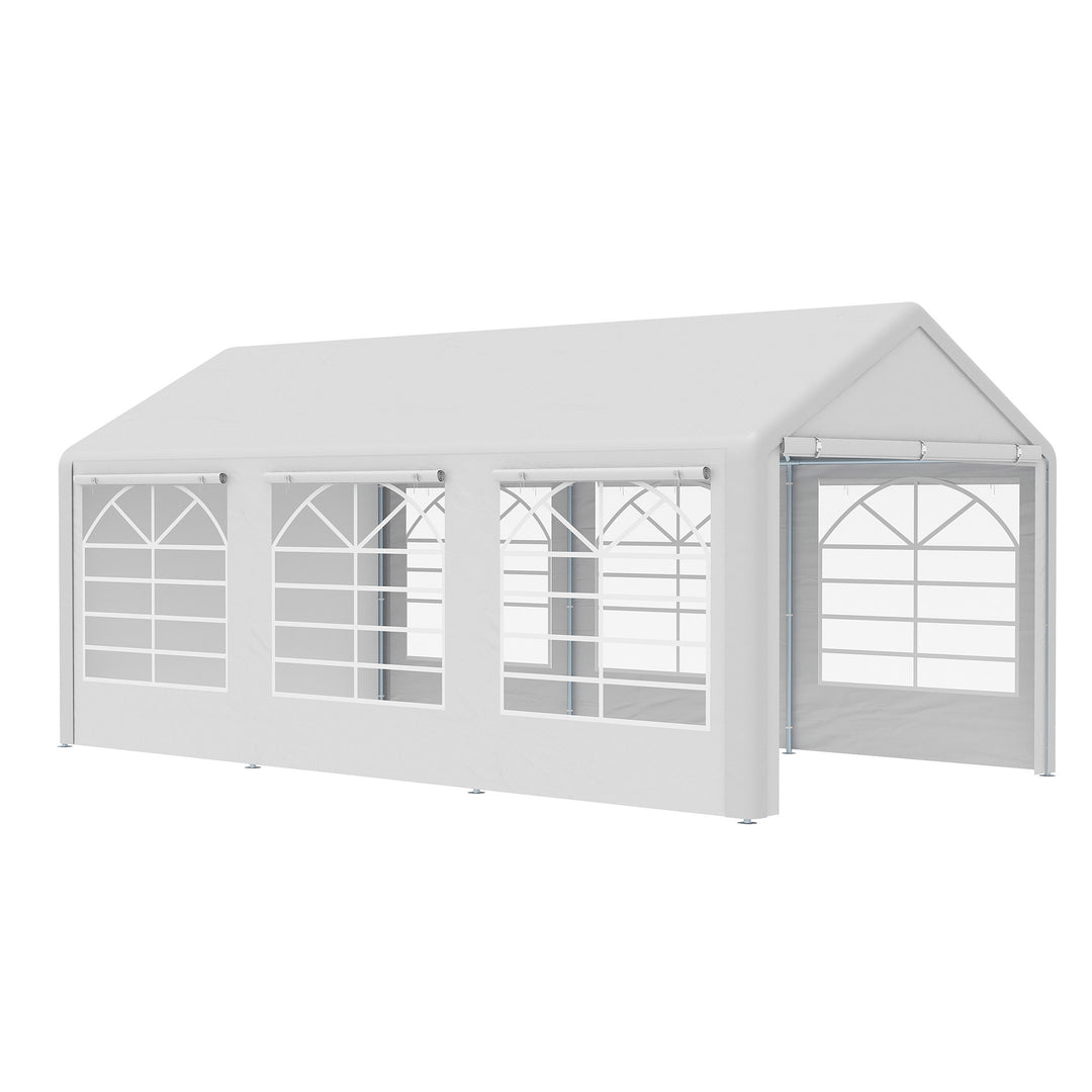 6 x 3(m) Garden Gazebo Marquee Party Tent Wedding Portable Garage Carport shelter Car Canopy Outdoor Heavy Duty Steel Frame Waterproof Rot Resistant