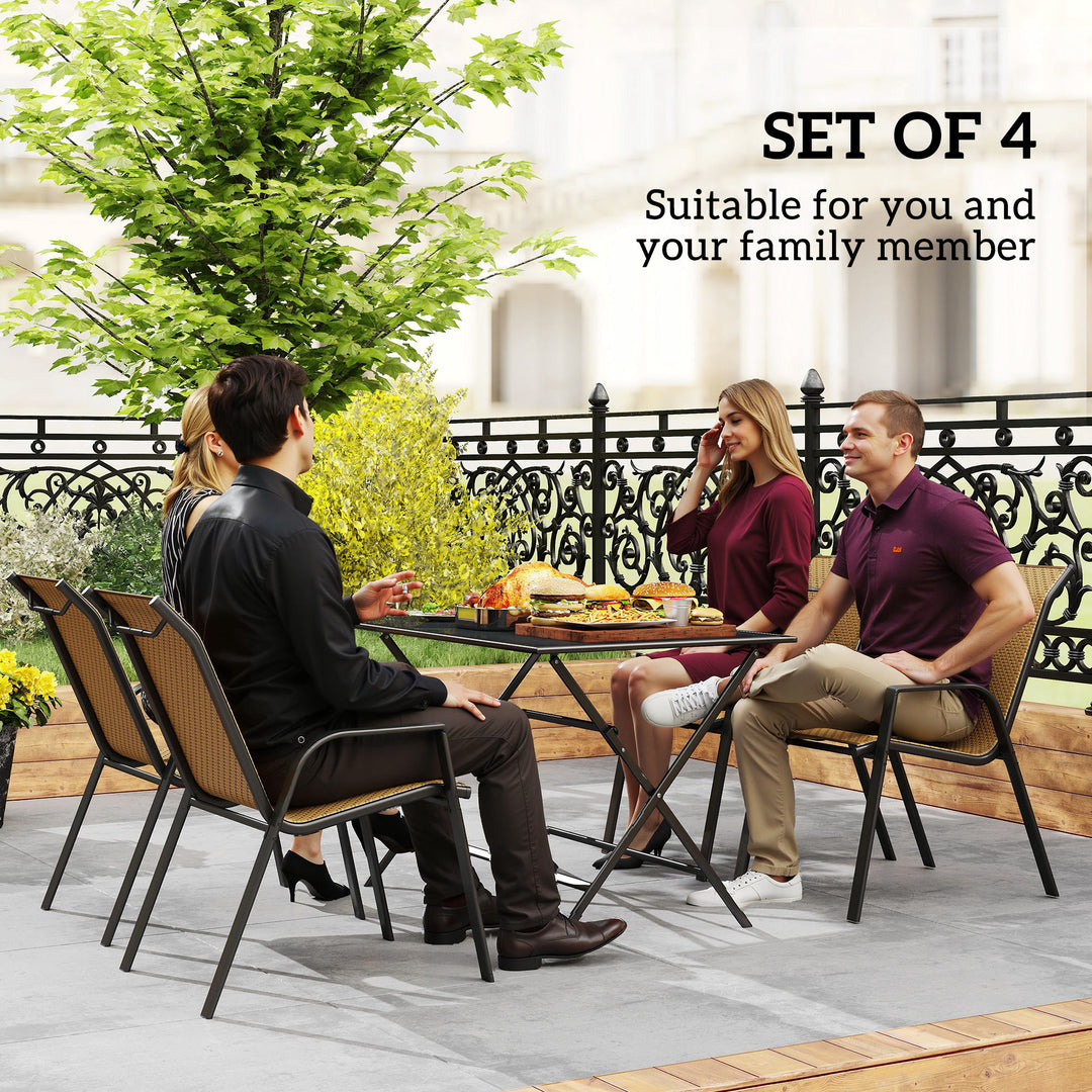Four-Piece Stacking Rattan Garden Seat Set - Khaki