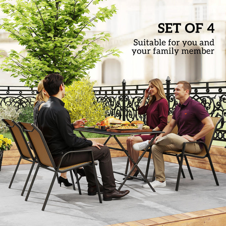 Four-Piece Stacking Rattan Garden Seat Set - Khaki