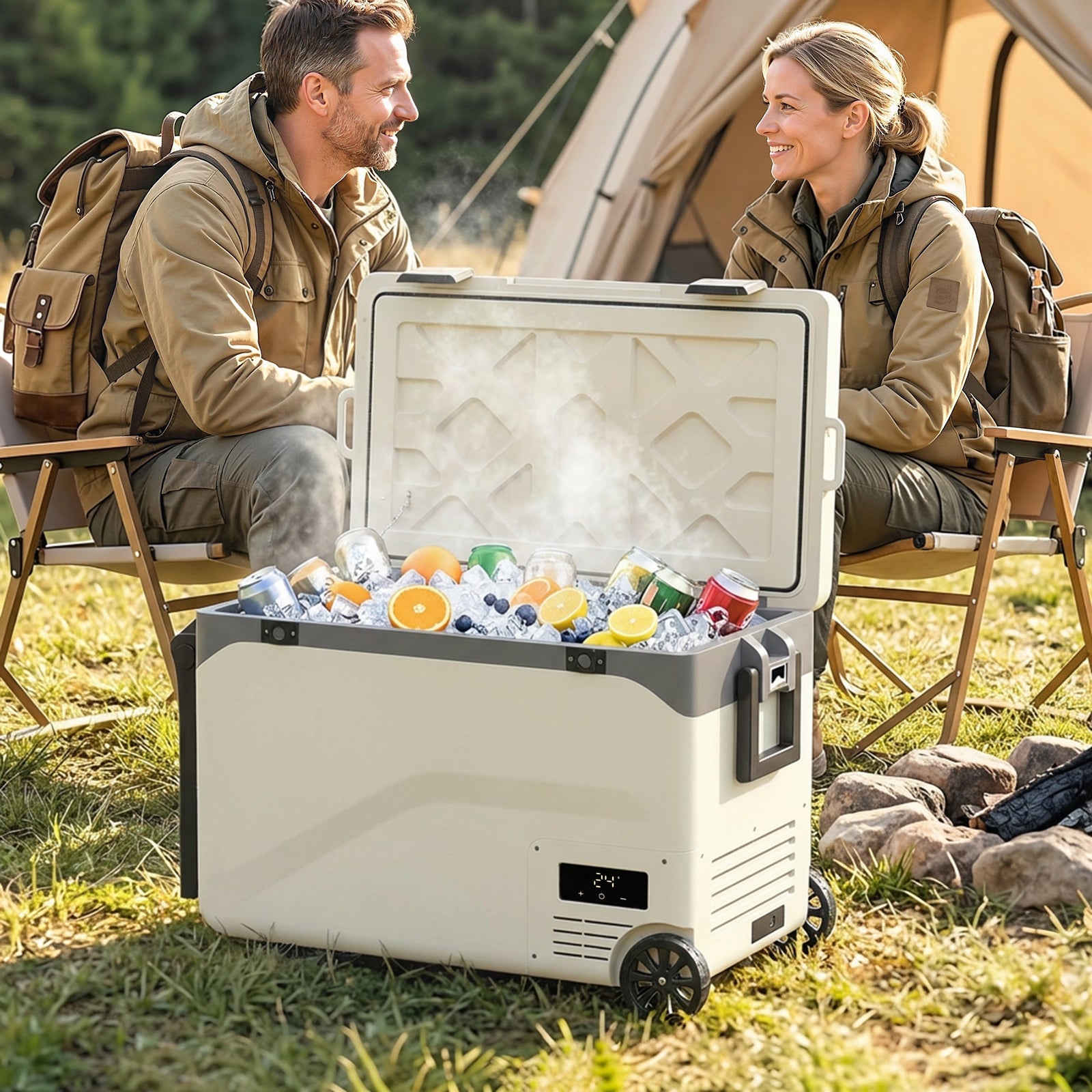 42.5L Compressor Car Fridge Freezer, Camping Refrigerator with App Con