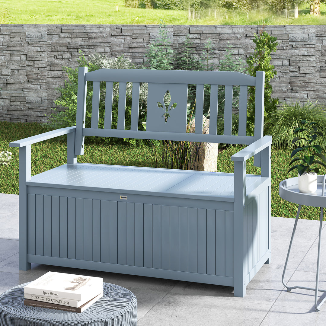 Two-Seater Wooden Storage Bench - Grey