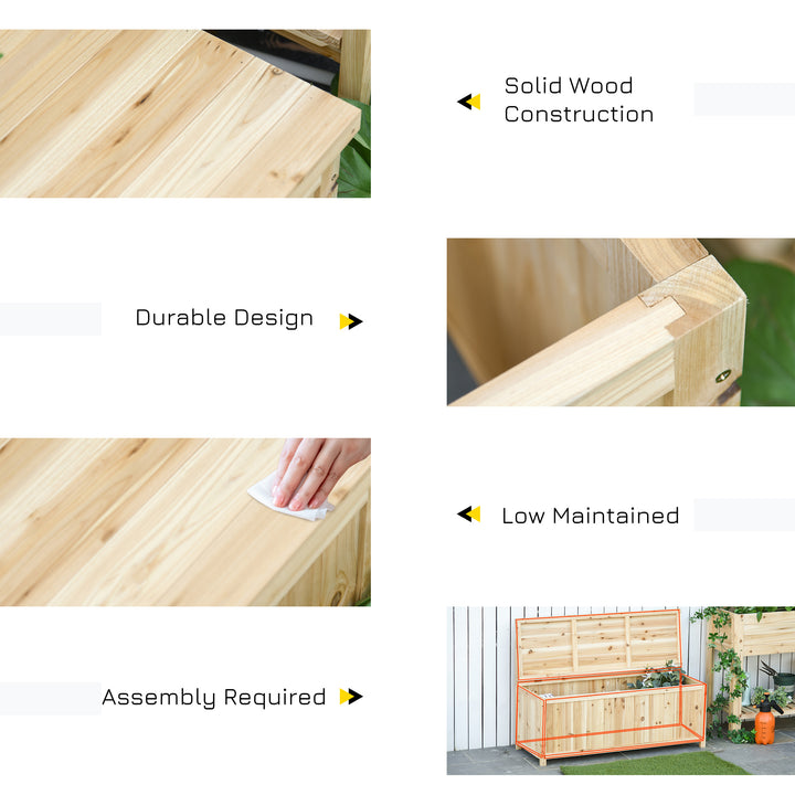 MCL Wood Storage Bench for Patio Furniture, Outdoor Garden Seating Tools