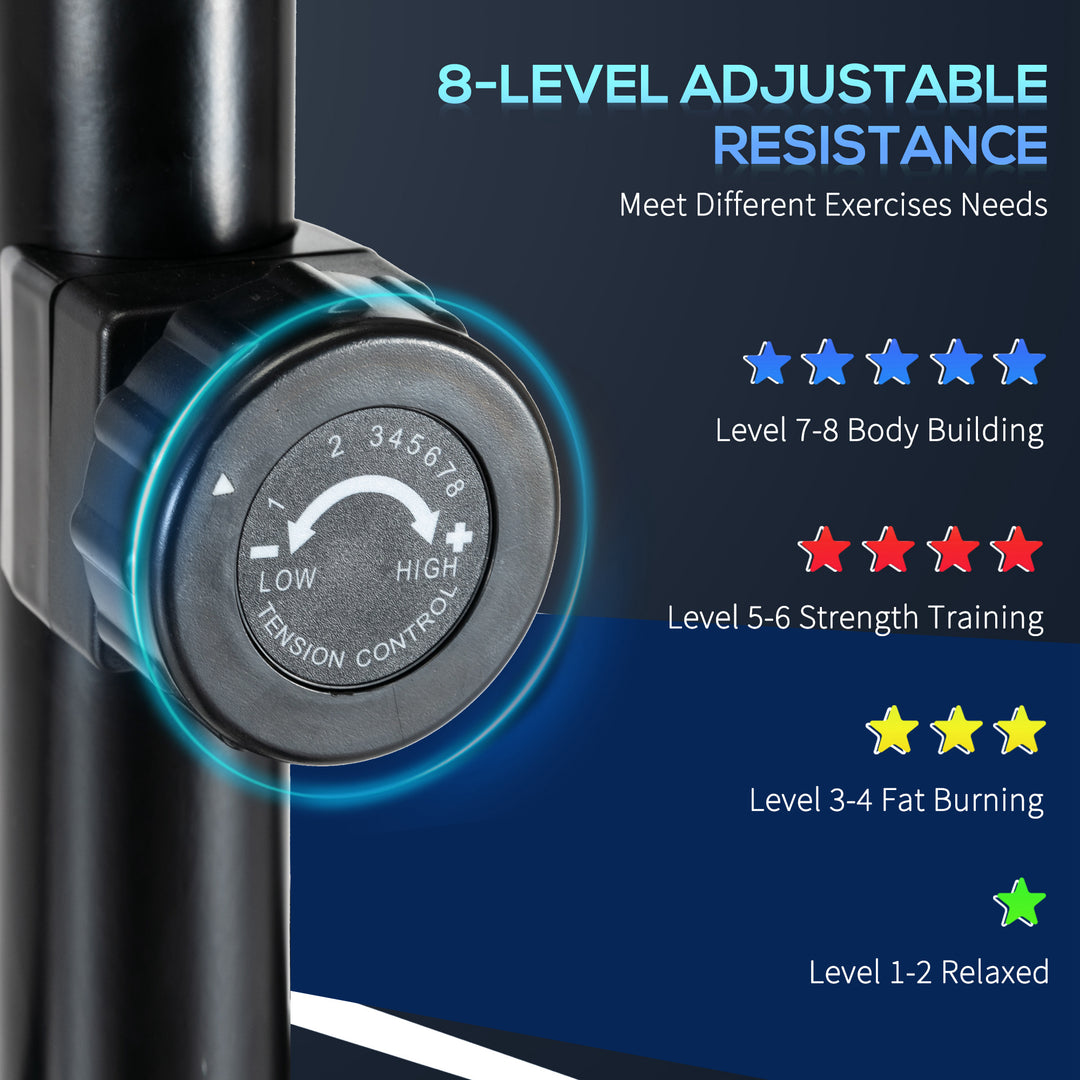 Elliptical Cross Trainer, Home Cardio Workout Machine with Eight Level Magnetic Resistance, LCD Monitor, Heart Rate Sensor, Two Wheels