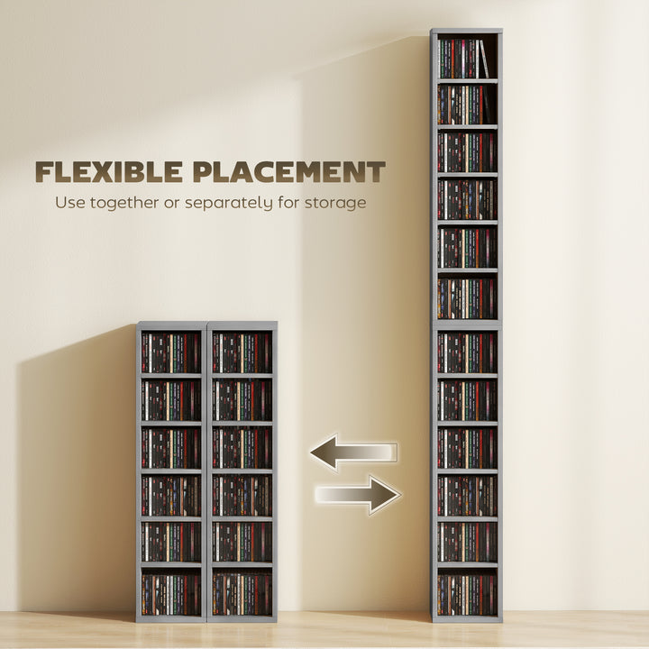 Set of 2 CD Media Display Shelf Unit Tower Rack with Adjustable Shelve