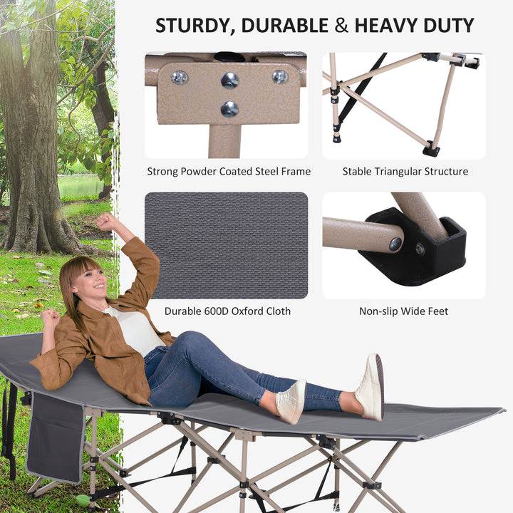 Outsunny Portable Folding Camping Cot, Single Person Sleep Bed, Lightweight with Carry Bag, Ideal for Outdoor Adventures