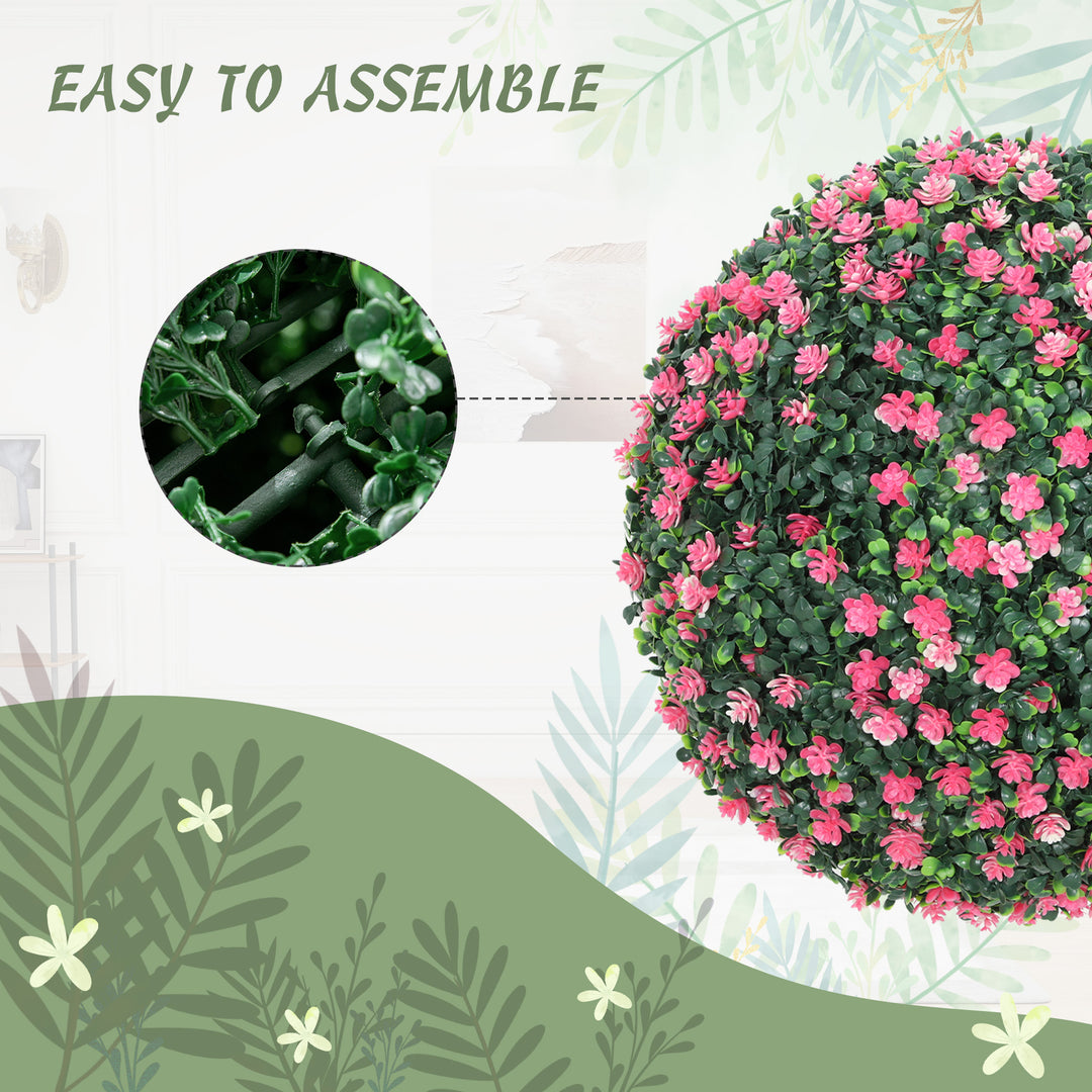 Set of Two Artificial Boxwood Balls Plants - Pink
