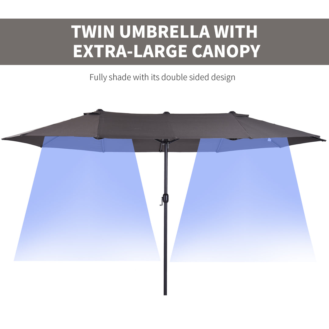 Outsunny Waterproof 4.6m Garden Parasol Double-Sided Sun Umbrella Patio Market Shelter Canopy Shade Outdoor Grey - NO BASE | Aosom UK