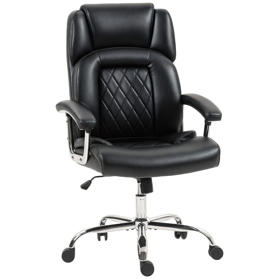 Big and Tall Office Chair 180kg with Spring Cushion, PU Leather - Blac