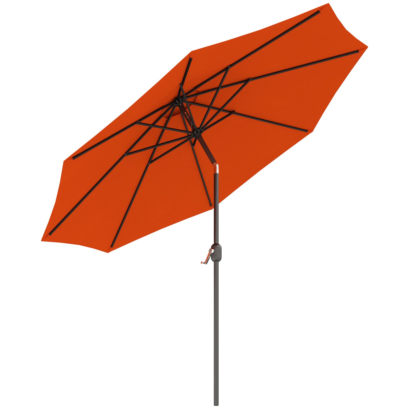 3 m Garden Parasol Umbrellas, Outdoor Sun Shade with 8 Ribs, Tilt and Crank Handle for Balcony, Bench, Garden, Orange