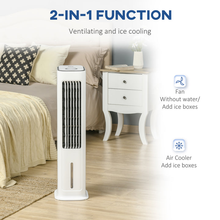 HOMCOM Ice Cooling Evaporative Air Cooler with Oscillation, 3 Modes, 3 Speeds, Remote Control, Timer, White | Aosom UK