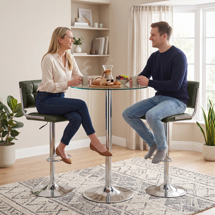 Bar Stools Modern PU Leather Adjustable Breakfast Bar Stools Backrest 