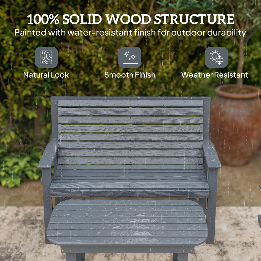 4 Piece Wooden Garden Furniture Set, Outdoor Garden Sofa Set with 2 Ar