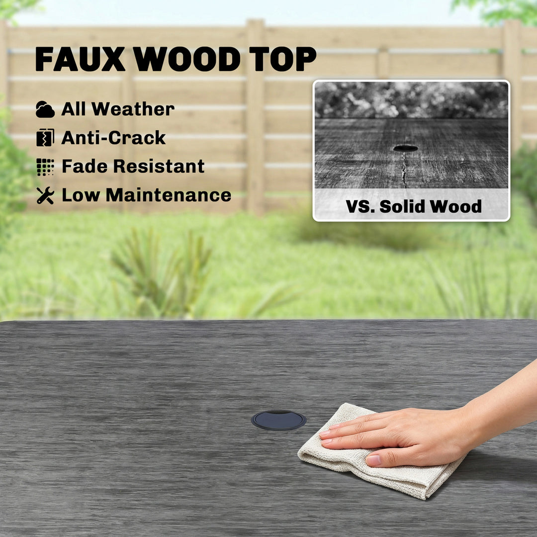 Garden Dining Table for 4, 85 cm Square Outdoor Table with Umbrella Ho