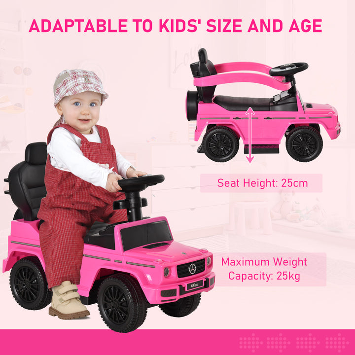 MCL 3 in 1 Kids Children Ride on Push Car Toddler Sliding Car G350 Licensed Walker Foot to Floor Slider Push-Along with Horn Steering Wheel NO POWER Manual, Pink
