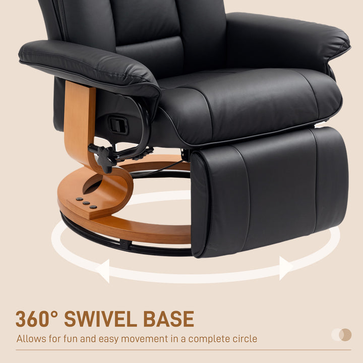 Faux Leather Recliner Chair - Black