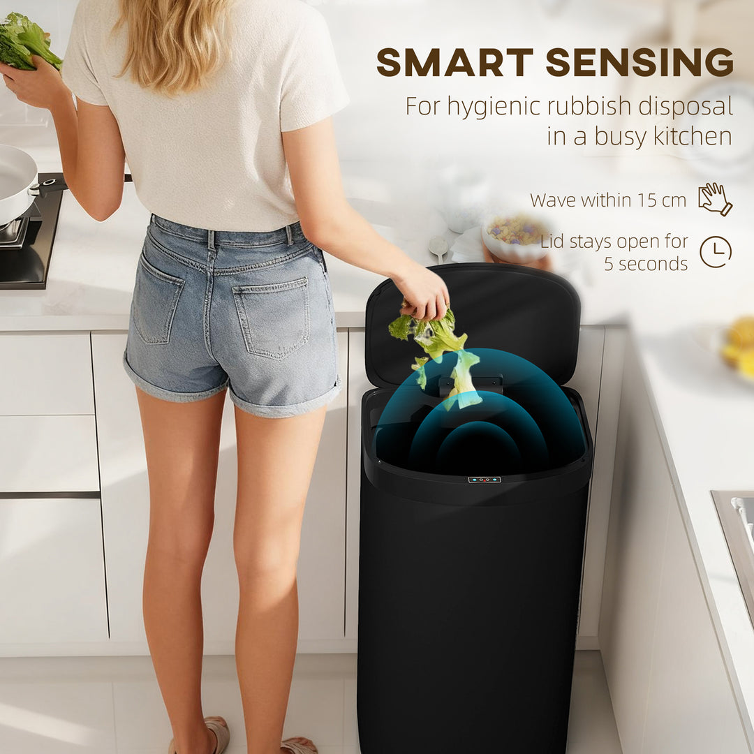55L Sensor Bin with Soft-Close Lid, Automatic Touchless Motion Sensor 