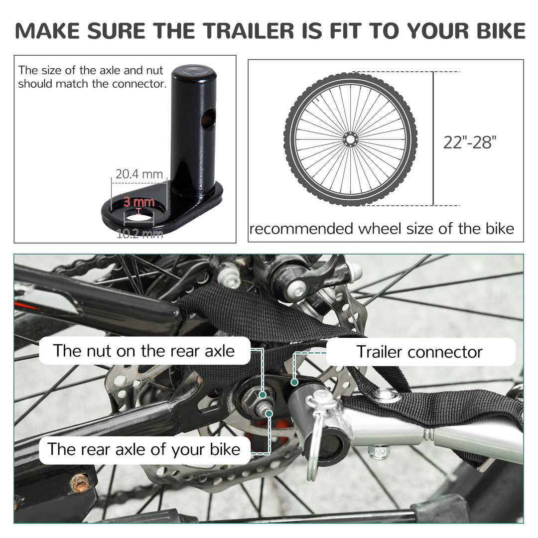 Steel Dog Bike Trailer Pet Cart Carrier for Bicycle Kit Water Resistant with Hitch Coupler Travel Black and Red