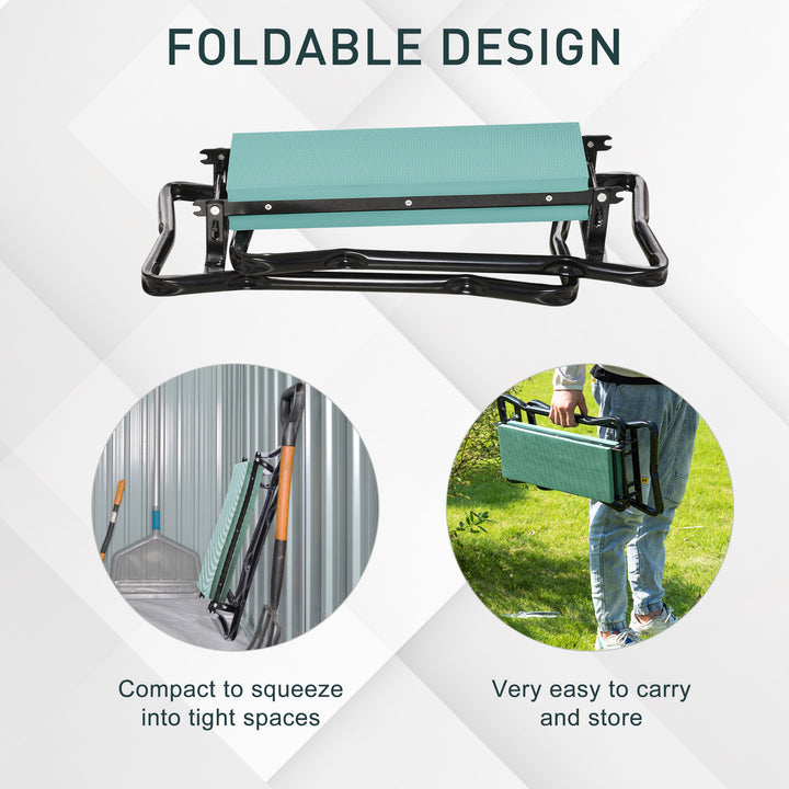 2 In 1 Garden Kneeler Seat Kneeling Pad Support Bench Foldable Knee Protector, Green
