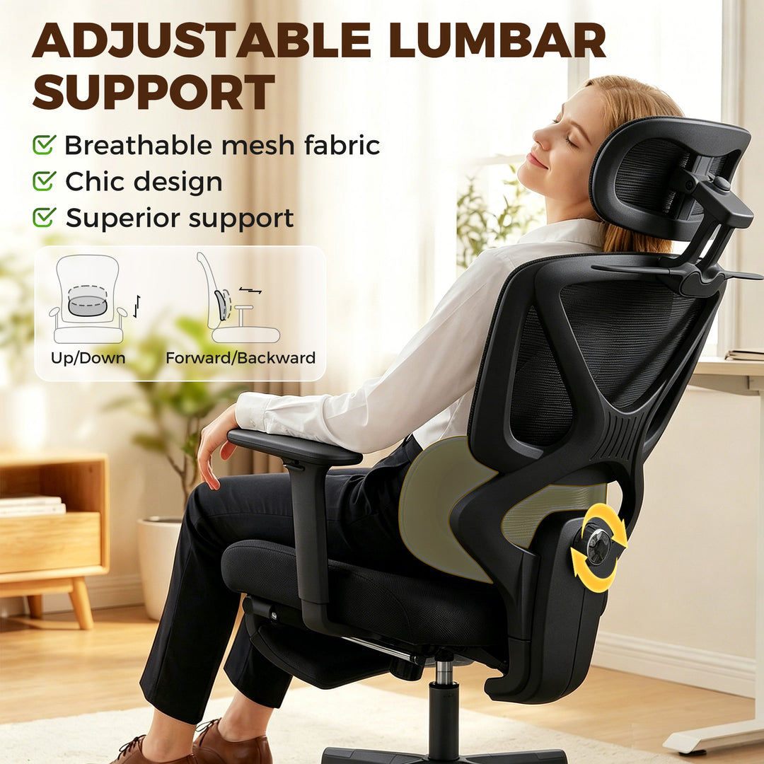 Mesh Desk Chair with 3D Armrests, Ergonomic Office Chair with Rotatabl