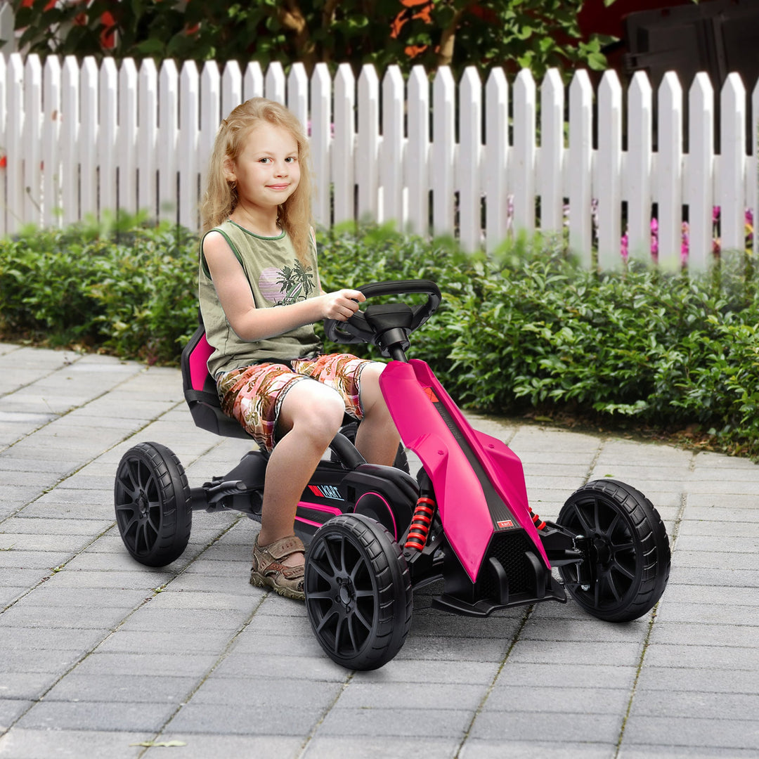 Kids Pedal Go Kart, with Adjustable Seat, EVA Wheels, Seat, Handbrake