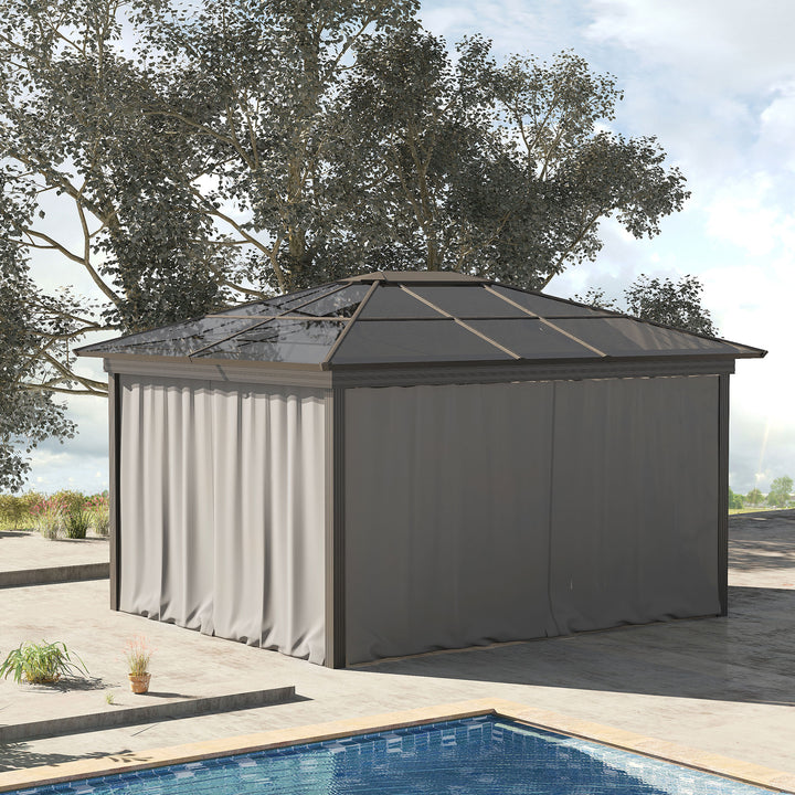 Outsunny 3 x 3(m) Universal Gazebo Sidewall Set with 4 Panels, Hooks/C